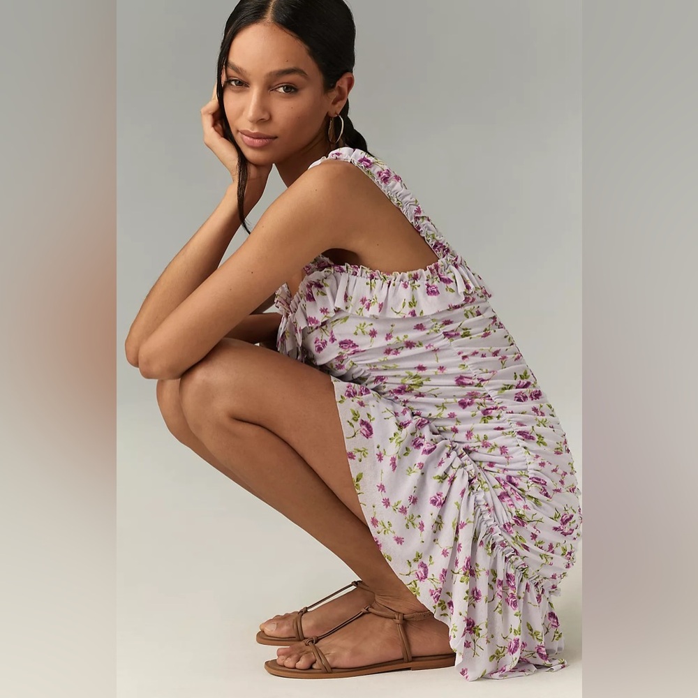 By Anthropologie Sleeveless Square-Neck Ruched Mini Dress - Picture 4 of 8